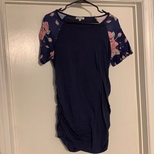 Navy and pink floral maternity shirt size small